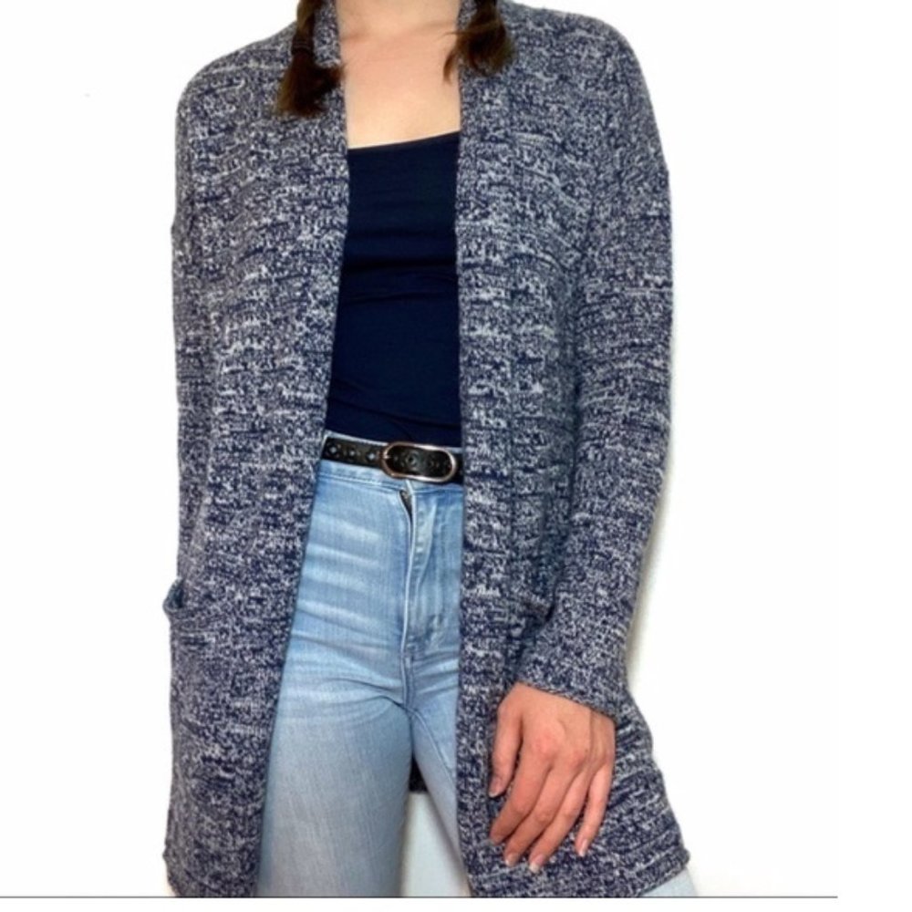 Griffen Cashmere Womens Open Front Cardigan Sweater - Navy - Size M